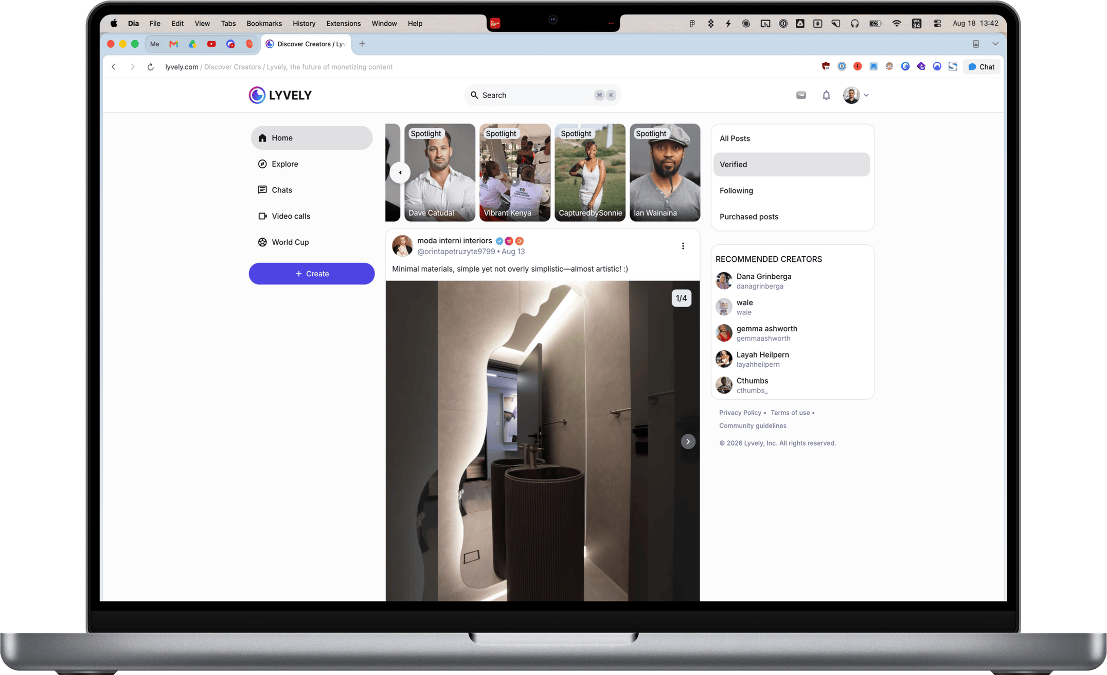 Lyvely Social Media Home Feed